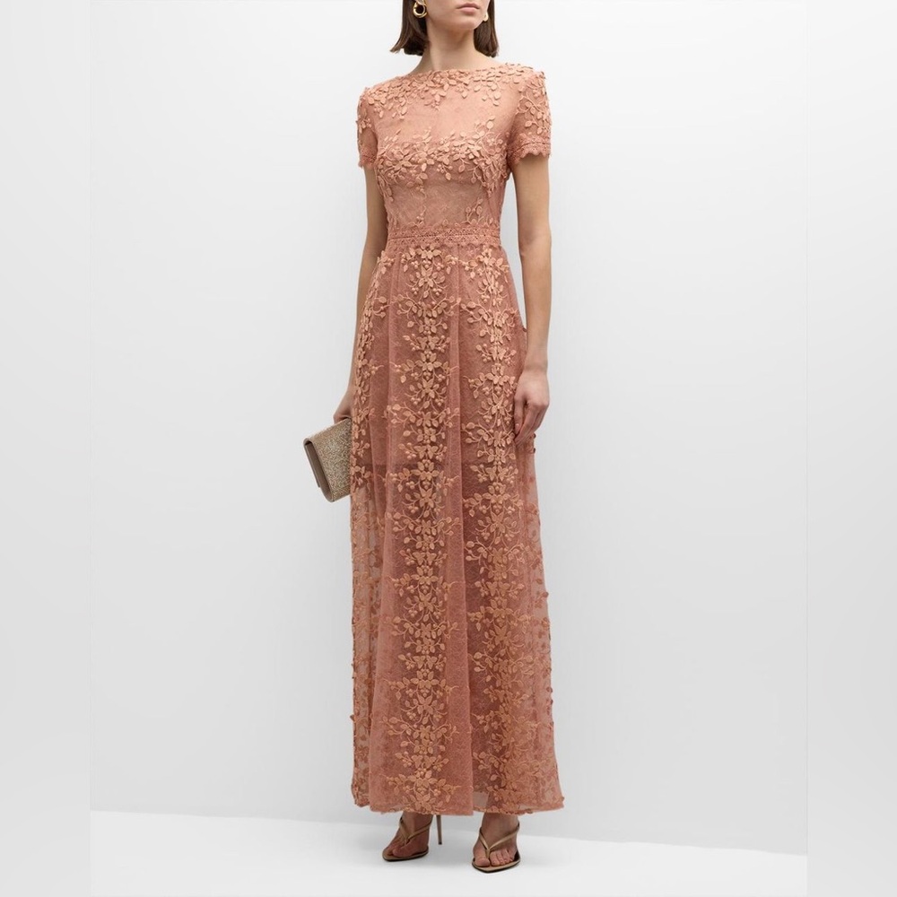 Bronx And Banco New Megan Cap Sleeve Sheer Lace Gown Size L / US 8 - Picture 4 of 16